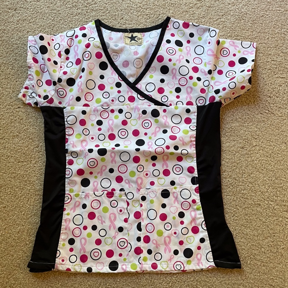 Scrub top Ladies Black star top xs